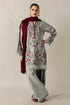 3 Piece - Unstitched Dhanak Stuff Full Embroidered Suit With Dhanak Embroiderd Shawl
